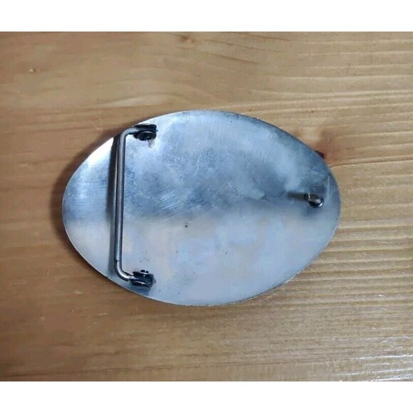 VINTAGE NAVAJO HANDMADE CORAL TURQUOISE Bear Feather SILVER BELT BUCKLE - Picture 3 of 7